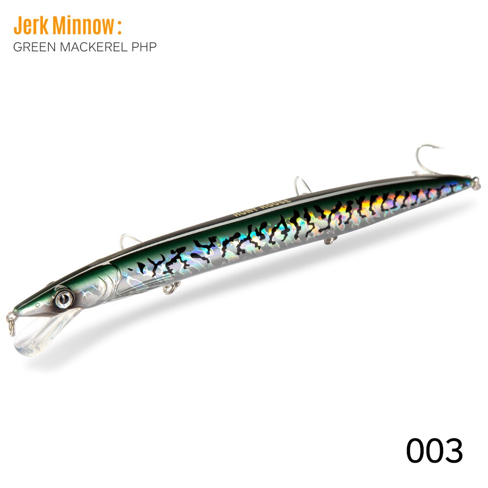 Hunthouse Sandeel jerk Minnow Vissen Lokt 143mm 173mm 208mm Lange Casting Drijvende Lokken jerkbaits pesca LW402: 95mm / green