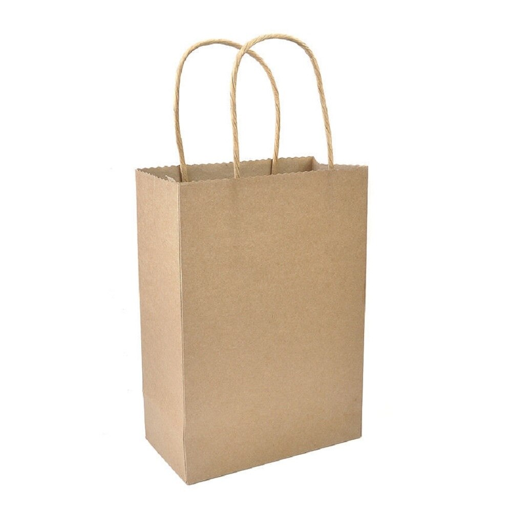 Recyclable 10 Colors Party Bags Kraft Paper Bag With Handle Shop Loot Bag: buff