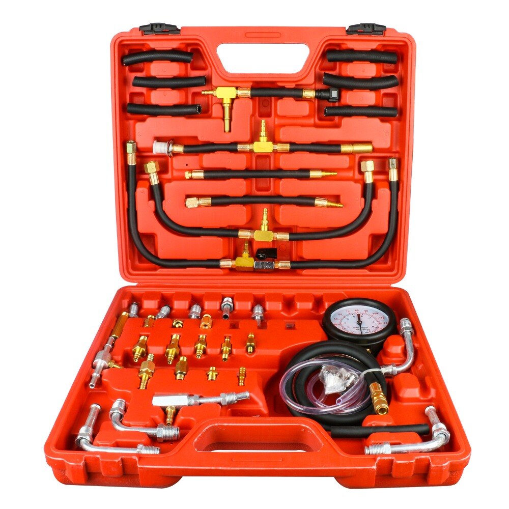 0-140PSI Universal Car Fuel Diesel Pressure Tester Tool Fuel Pressure Tester Gasline Injector Pump Pressure Gauge Kit Set