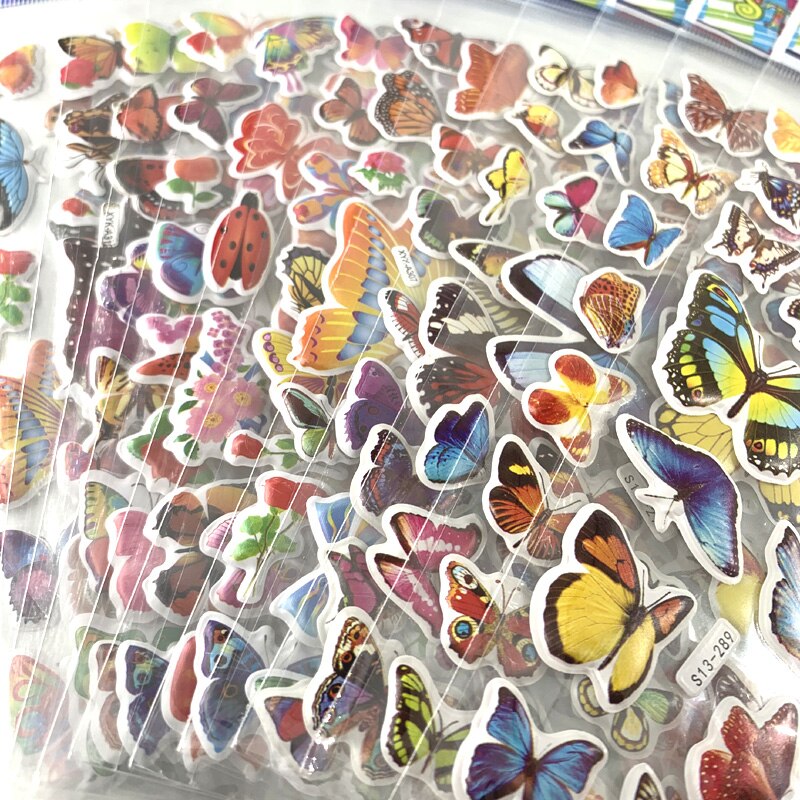 12 blätter/einstellen Scrapbooking Kawaii Schmetterlinge SchöNe Aufkleber Karikatur 3D blasiert geschwollen Aufkleber für freundlicher Notizbuch Tagebuch Dekoration