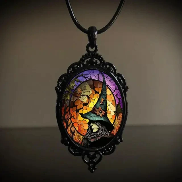 Collar gótico mago murciélago calabaza misterio mago vampiro murciélago collar joyería de Halloween accesorio bruja cuerda cadena gargantilla: Rojo-marrón