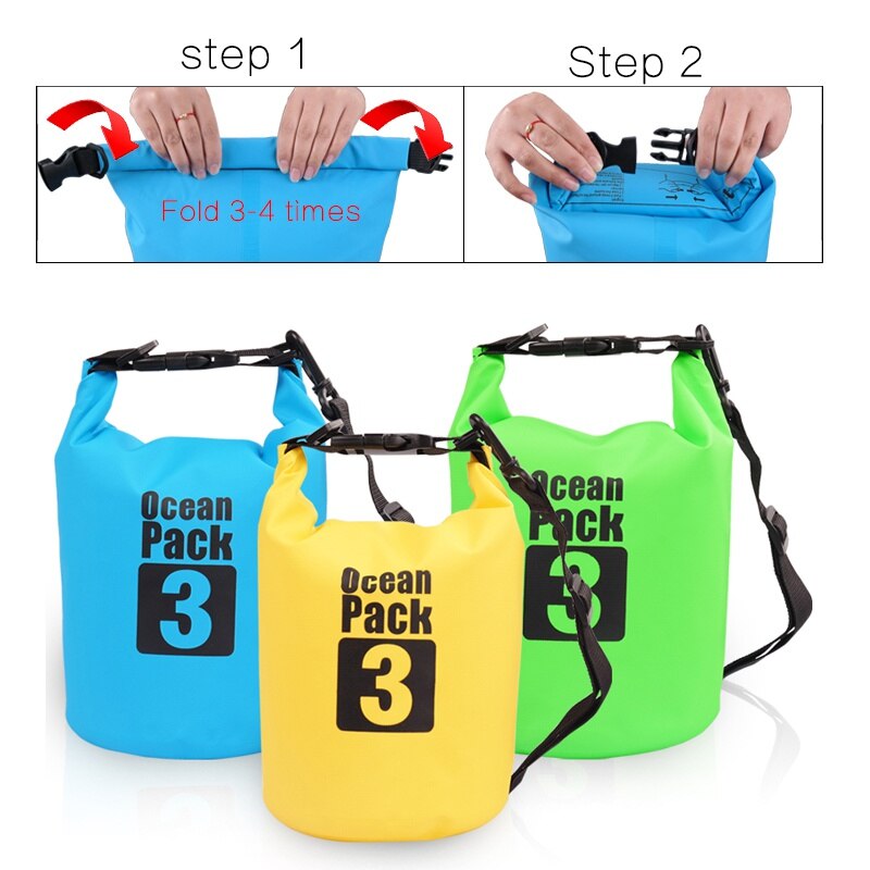 2L/3L/5L PVC Outdoor Dry Waterproof Bag Dry Bag Sack Water Resistant Floating Dry Gear Bags For Boating Fishing Rafting Swimming