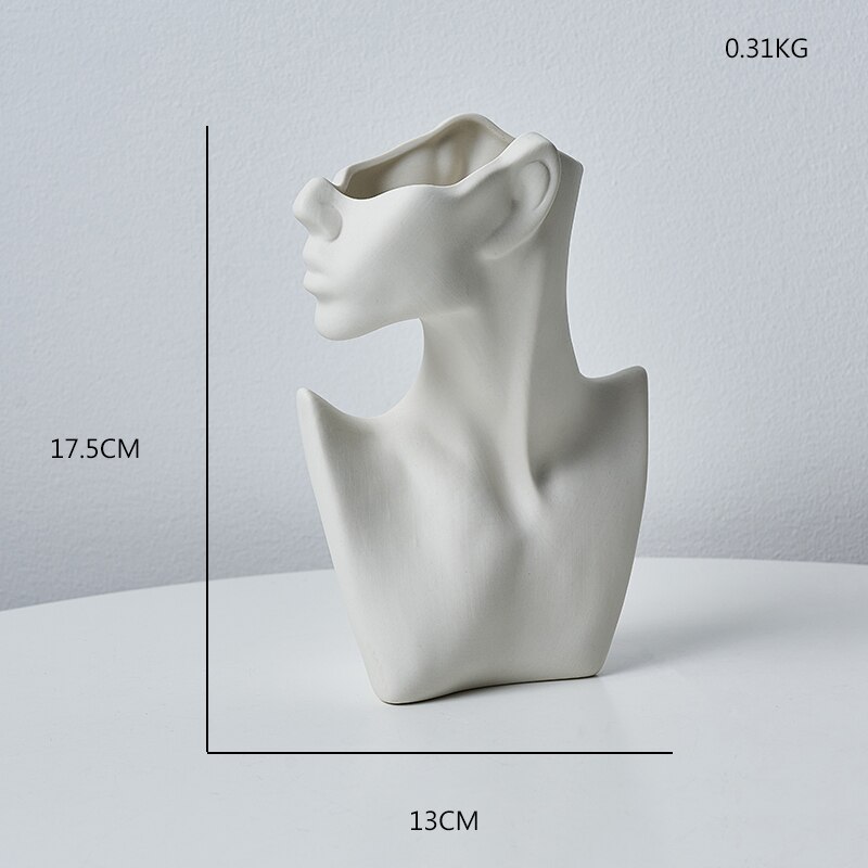 Moderne kunst abstrakt side ansikt vase hode keramisk vase tørkede blomster bord dekorasjon stue kontor dekorasjon hjem dekorasjon: B stil vase