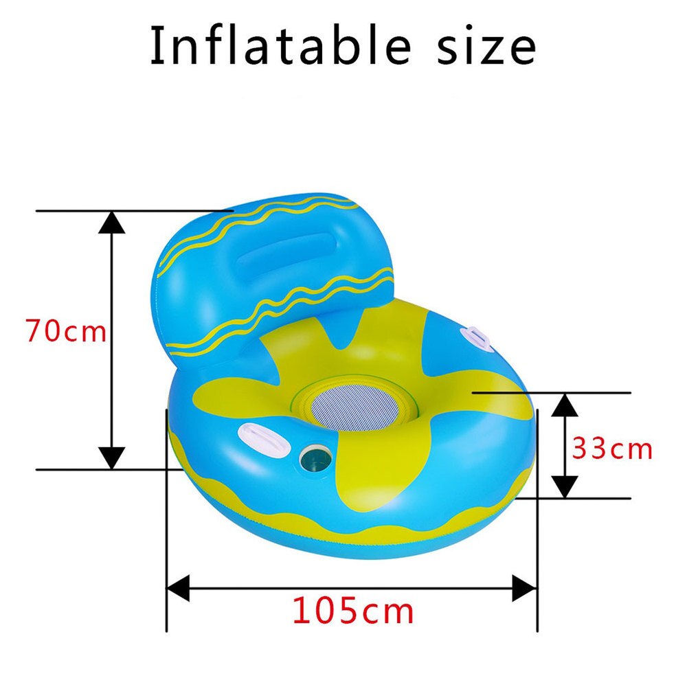 Floating Inflatable Recliner Chair Pool Deck Chair Adults Floating Ring Blue