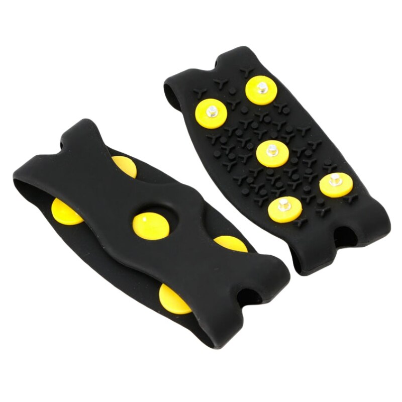 Garras de hielo antideslizantes Unisex, clavos para escalar, sujeción de los zapatos de madera contrachapada, juego de botas, 1 par de 5 clavos de silicona