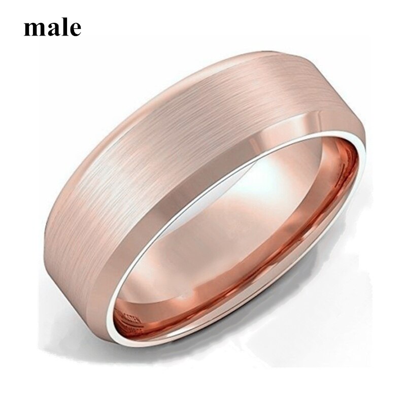 Romantic Rose-gold Couple Rings Stainless Steel Men Ring Vintage Geometric Zircon Rhinestones Rings Set Wedding