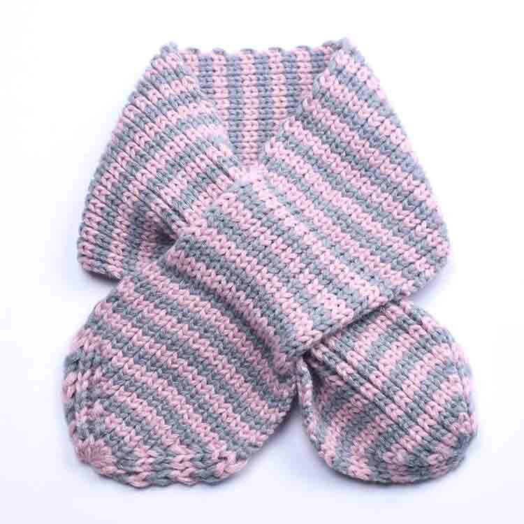 Lente herfst winter gebreide wol kinderen cross sjaal strepen warm unisex jongens meisjes baby kraag hals sjaals: grey pink