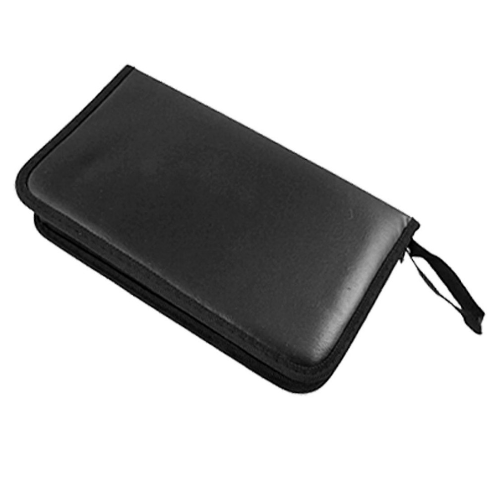 Bærbar cd vcd dvd taske i imiteret læder opbevaringsholder organizer sort farve cd tasker -30
