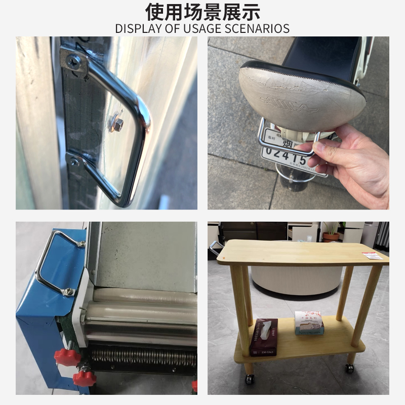 304 stainless steel round bar bending angle flat head inclined handle industrial cabinet door handle equipment handle