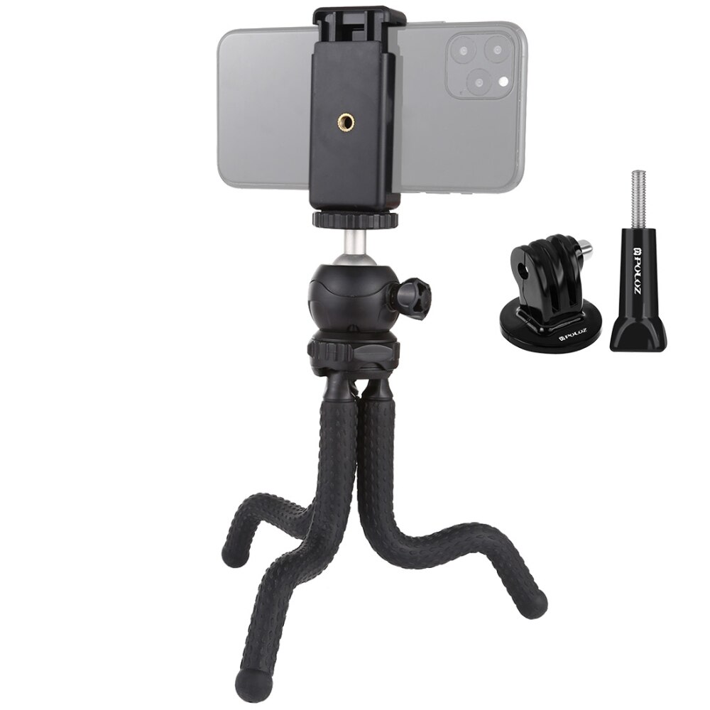 Puluz Flexibele Tripod + Ball Head + Telefoon Clip + Mount Adapter & Lange Schroef Voor Dslr Slr Camera 'S/gopro/Telefoon