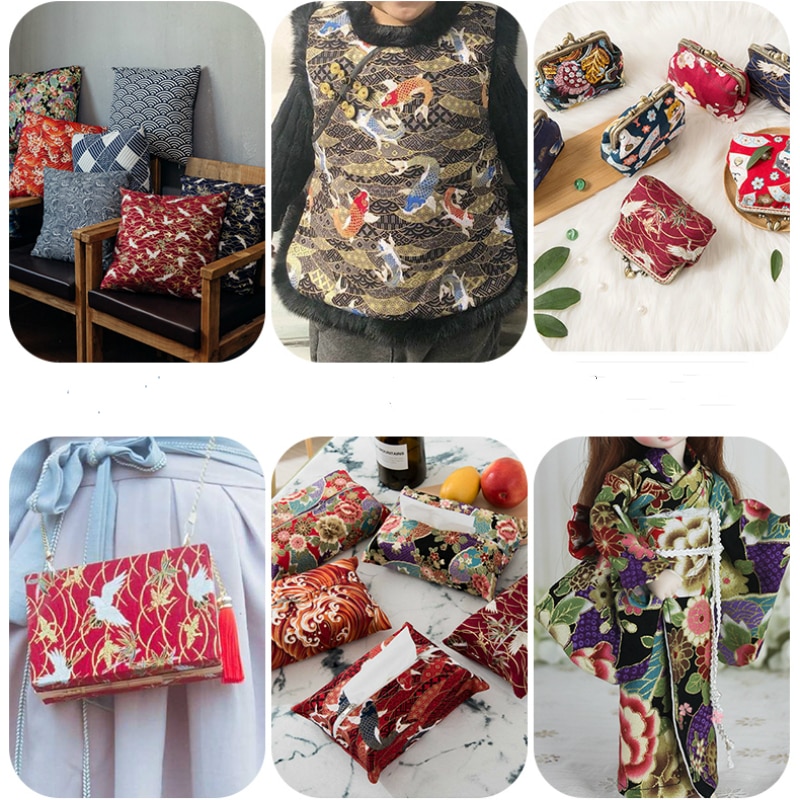 Japanese style Kimono 100% cotton fabric Gilding printing cheongsam cloth for dress Patchwork Home textile material 145*50cm