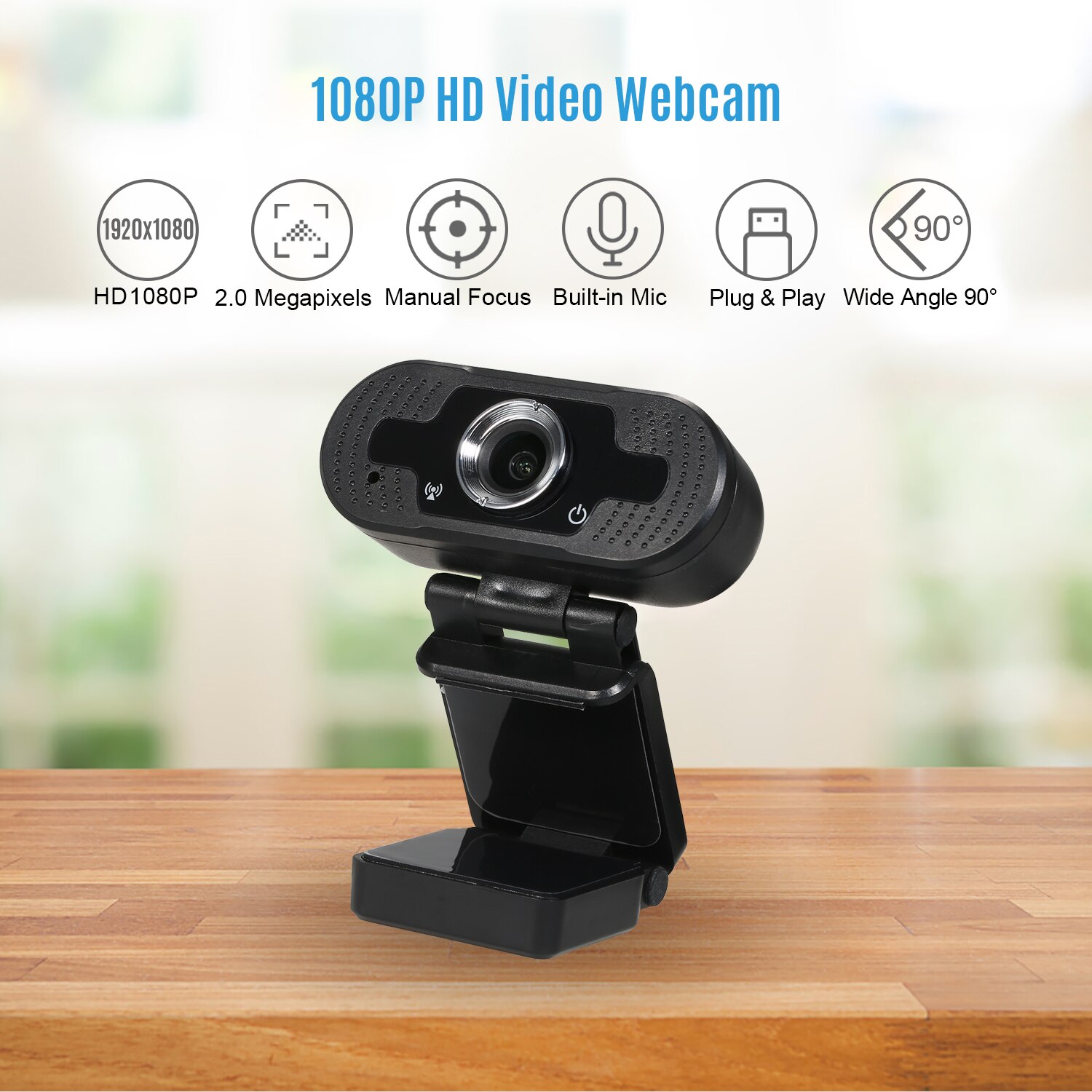 1080p hd datakamera videokonferanse kamera webkamera 2 megapiksler manuell fokus med mikrofon multifunksjonsbase