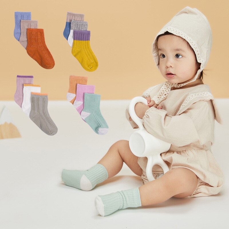 3 Paren/partij 0-3T Baby Boy Sokken Lente &amp; Herfst Gekamd Katoen Dubbele Naald Sokken Voor Pasgeborenen Peuter meisje Sokken Baby Stuff