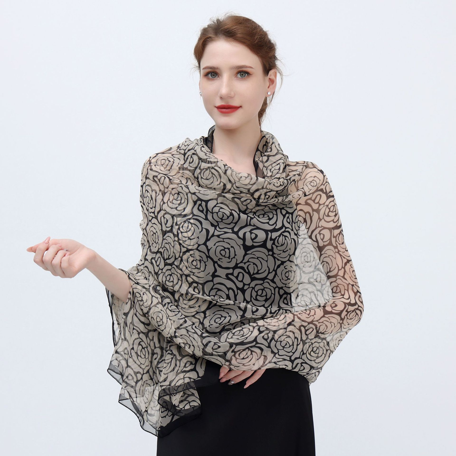 Lenço de seda estampado hijab feminino primavera deisgn macio praia estolas elegantes lenços de cabeça echarpe xale cetim grande envoltório echarpe bandana