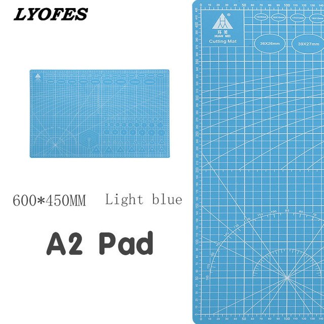 60 * 45cm A2 Cutting Board Grid Line Self-healing Cutting Board Craft Card Multi-color Double-sided Desktop Cutting Pad: Light blue