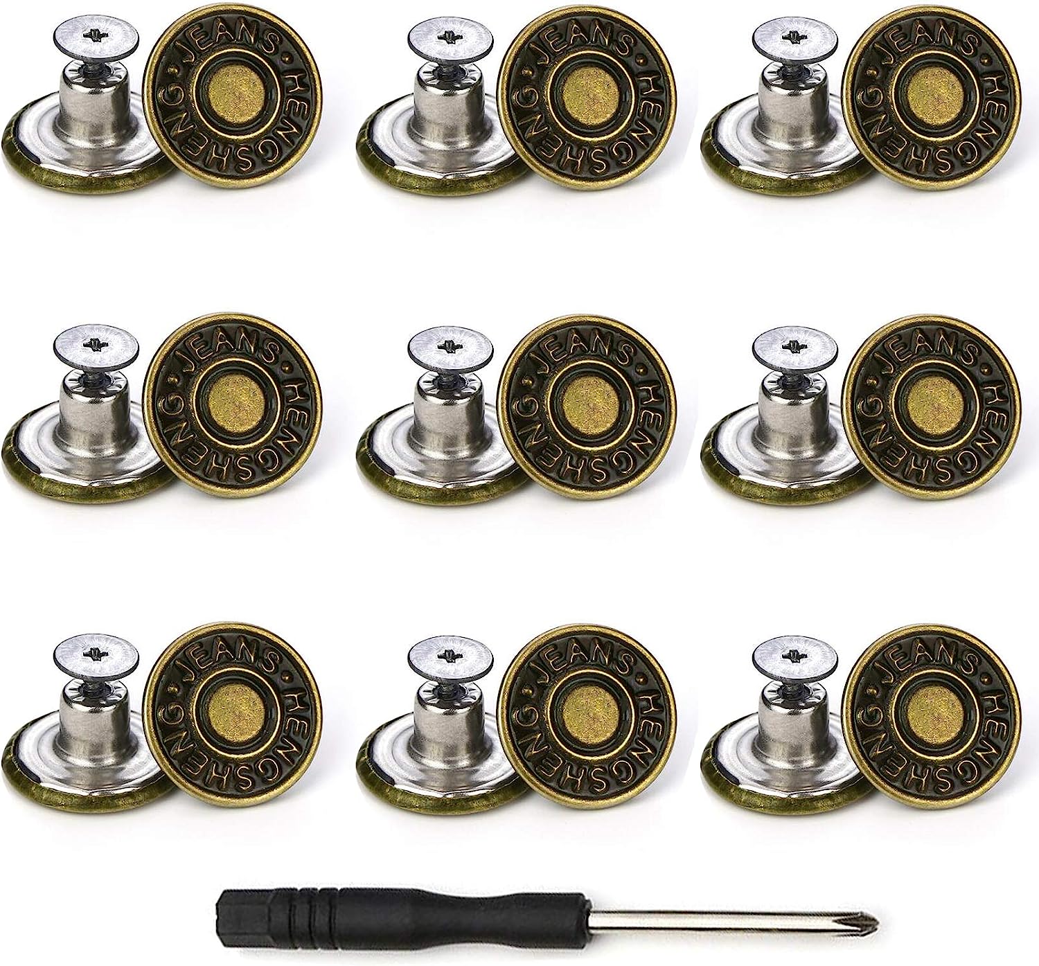 5 pezzi bottoni jeans di ricambio 17mm senza cucito kit di riparazione bottoni metallici bottoni Jean rimovibili senza chiodi accessori per cucire