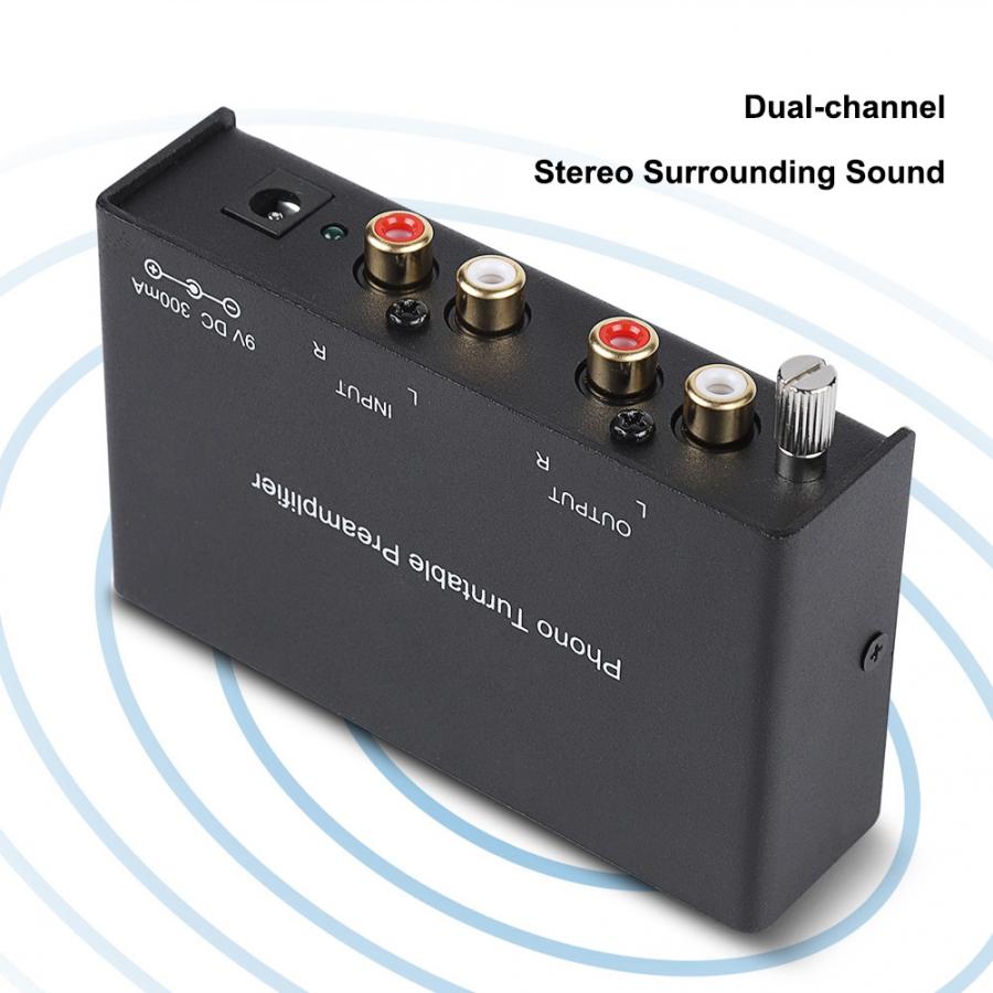 Phono Preamplifier - Dual Channel Stereo - RCA Output - Noise Cancelling Bass