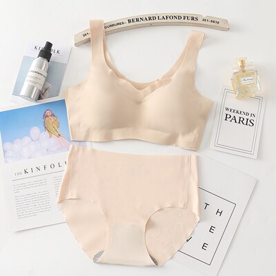 Sømløs bh-sæt til kvinder undertøj push-up lingeri sæt trådfri bh og trusser sæt plus størrelse sml xl størrelse intimates: 4 dtzskind