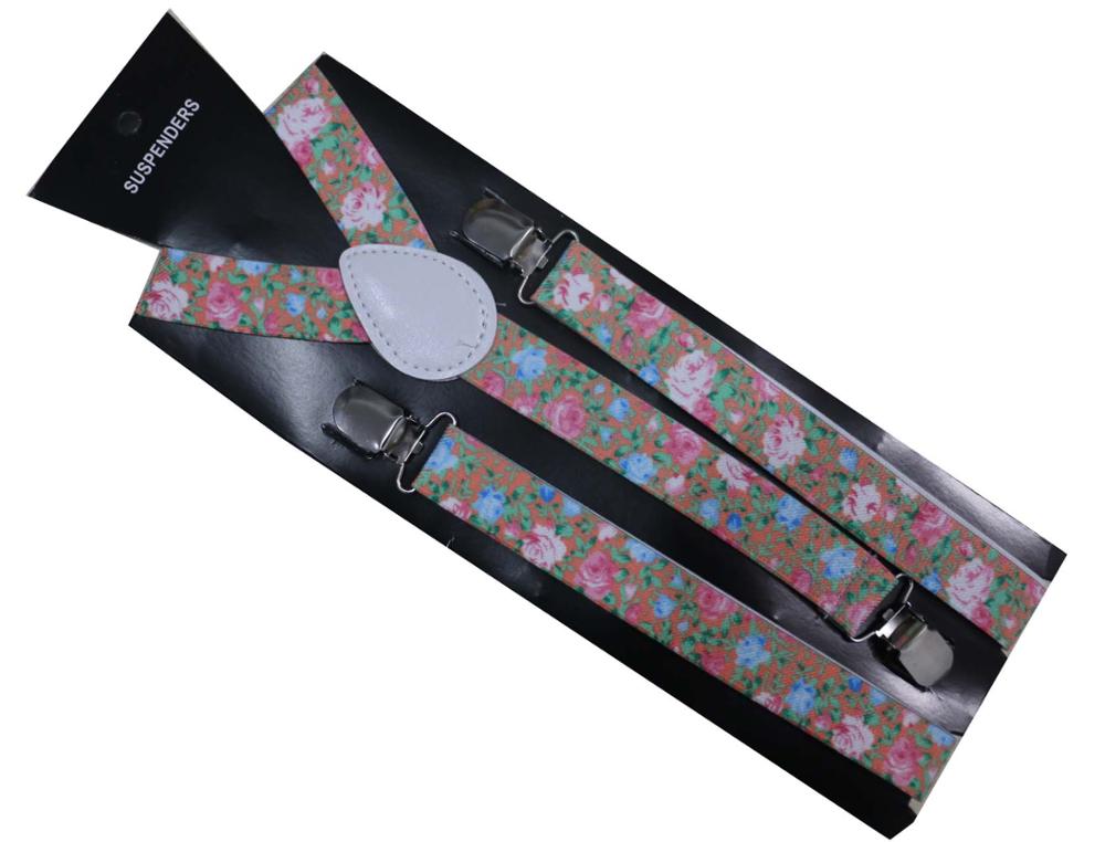 Fashionable 1 Inch Wide Adult Adjustable Clip On Floral Suspenders Flower Braces For Womens Ladies: E