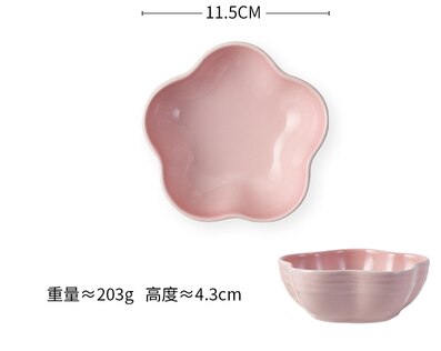 Céramique en forme de fleur profonde multicolore | Plat, soupe au riz, assiette à spaghetti, bol de collation aux fruits, assiettes à salade, fournitures de table pf9064: pink-S