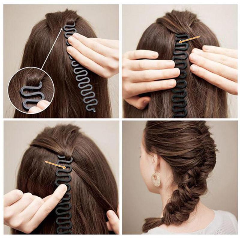 1pc Hair Braid Maker Styling Clip PP Tool Black Bun Hair Accessories Easy operate hair styling tools hair braid accessories: A