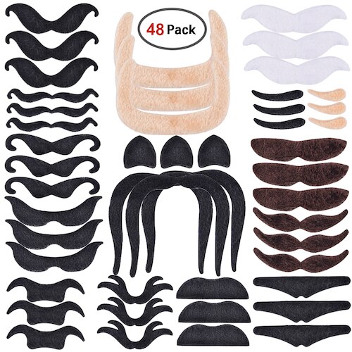 LuckyStar365 B01N6S8YIV Lot de 48 fausses moustaches autocollantes Party Supplies pour bal masqué et performance