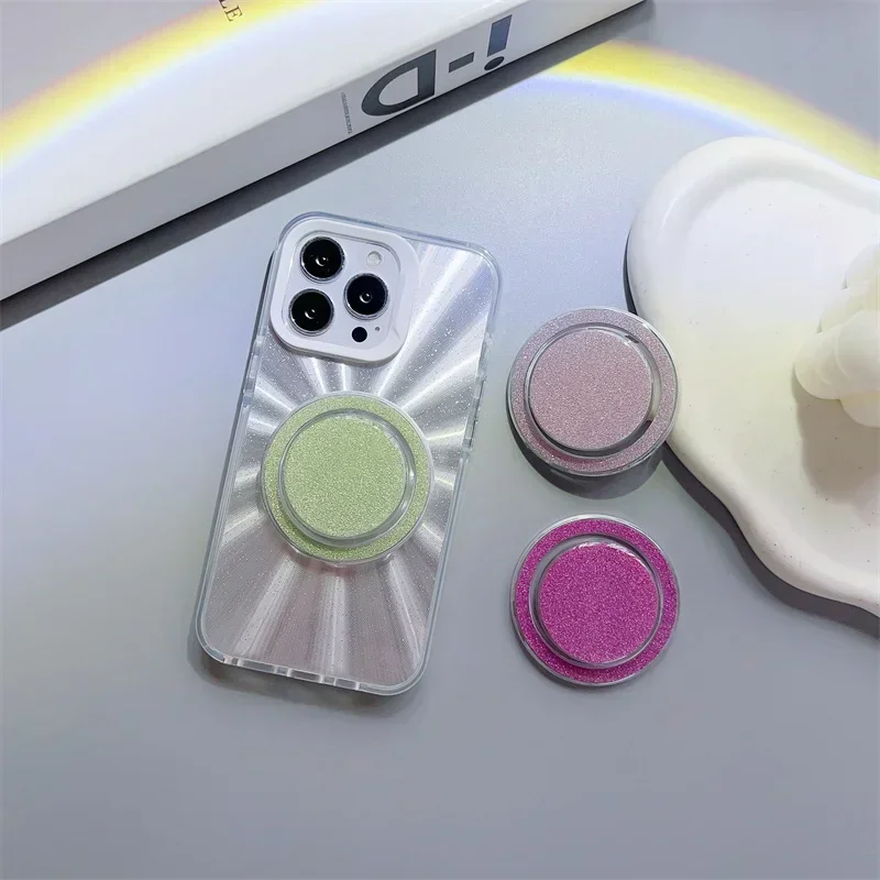 Glitter Magnetic Folding Mobile Phone Grip Holder Socket Pocket Support for Magsafe IPhone Macsafe Ring Finger Expanding Stand