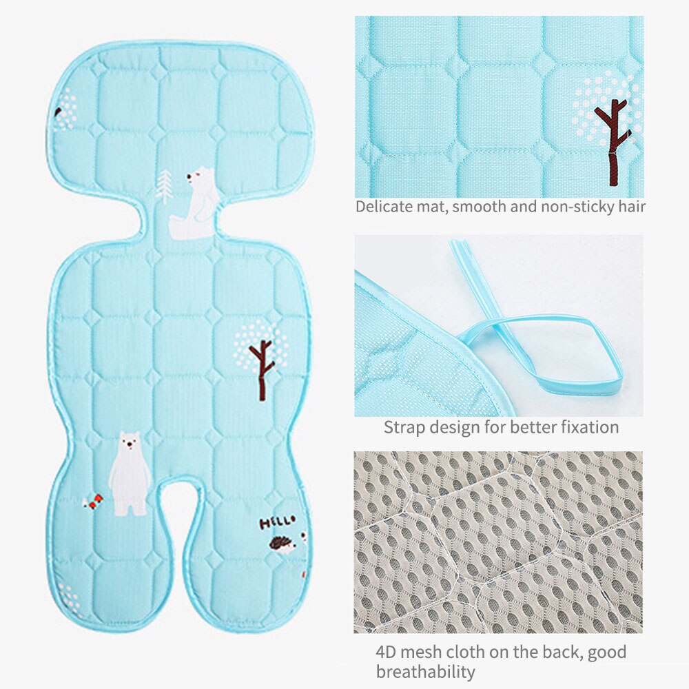 Almohadilla de enfriamiento para cochecito de verano, colchón de malla de aire para silla de bebé transpirable, funda para asiento de coche de bebé, cojín para recién nacido