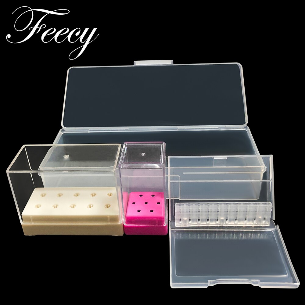 Acrylic Clear Storage Box for Nail Drill bits Holder Nail Milling Cutter Stand Display Container Empty 10/20 Slots Organizer