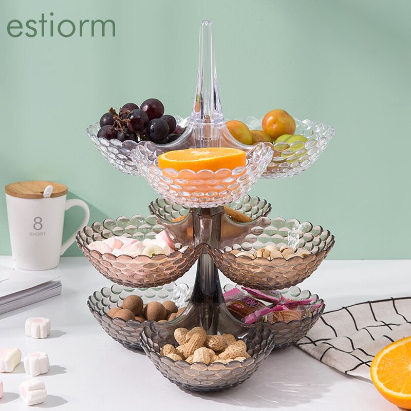 1/2/3 Multi Layer European Fruit Tray,Stackable Snack Serving Bowl - Dry Fruit Tray,Nut/Candy/Dried Fruit Display Storage Plate