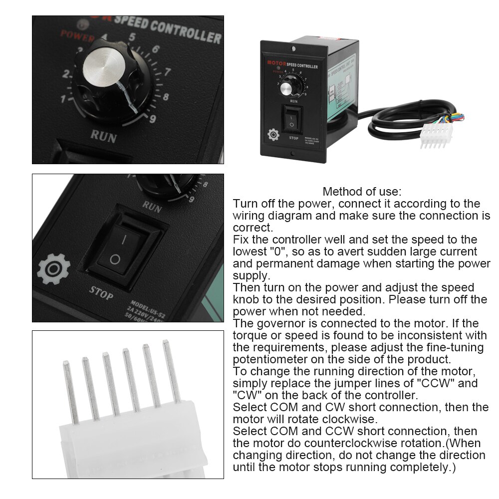 400 W 220 V AC Motor Speed Control 50/60Hz Motor Speed Pinpoint Regulator Speed Controller Vooruit Achteruit