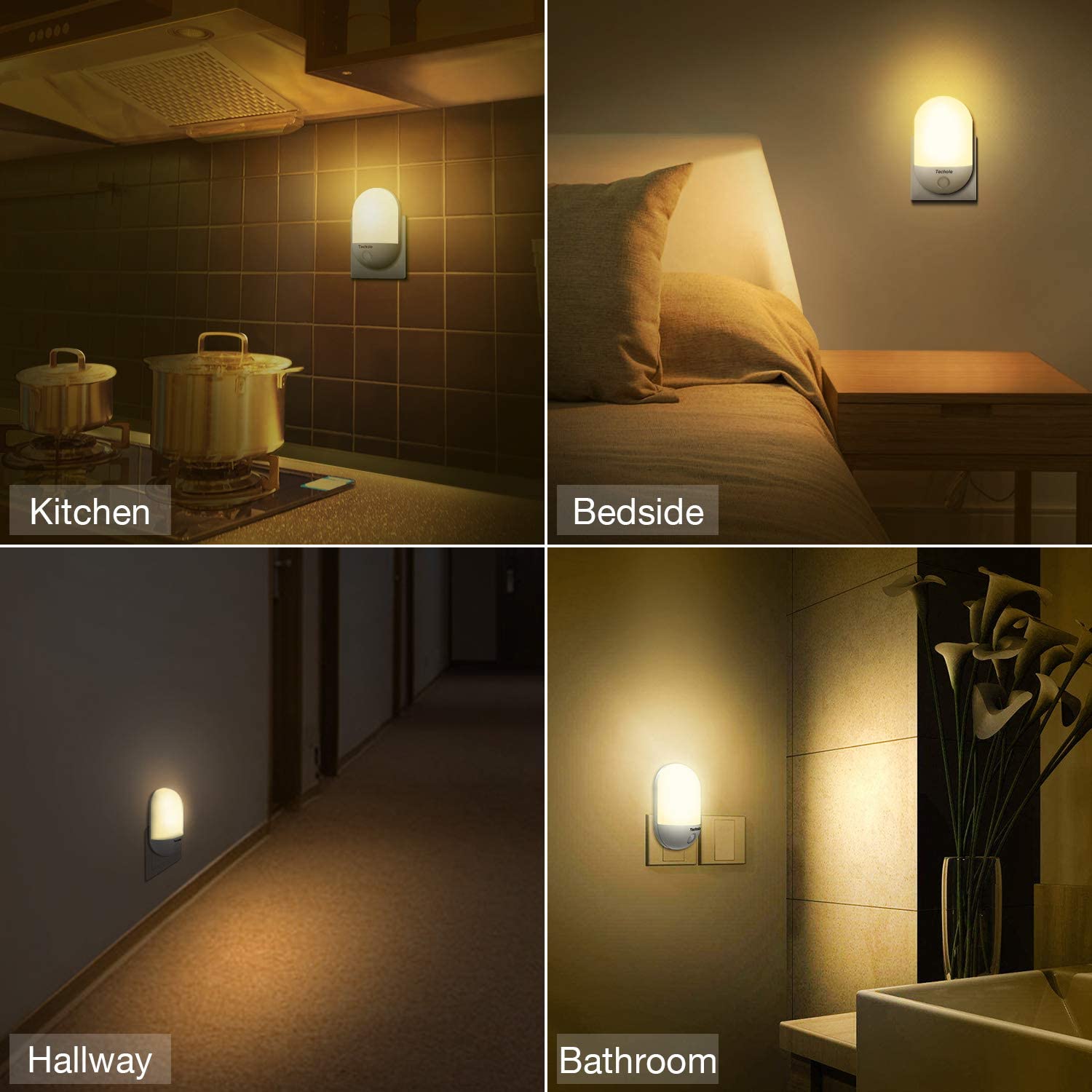 Techole LED Night Light, Night Light Plug in Wall with Dusk to Dawn Photocell Sensor, Plug in Night Light for Baby, Kids
