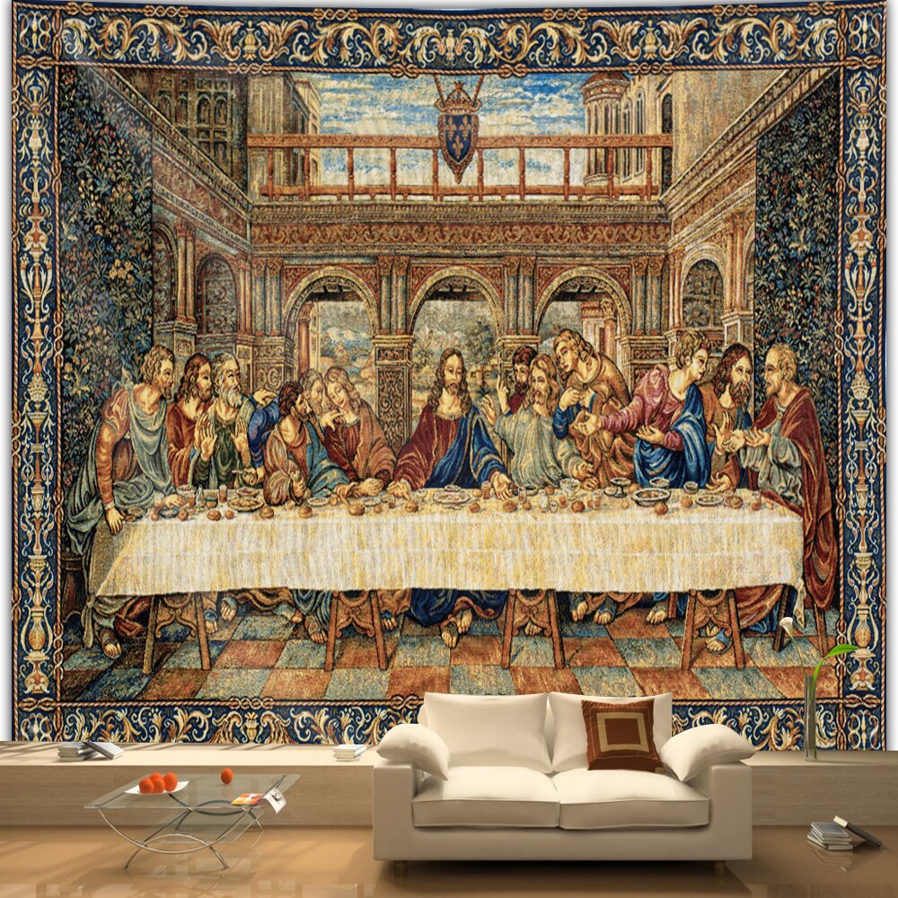 The Last Supper Tapestry Christ Resurrection Jesus Easter Wall Art Room Decor Christmas Home Decoration Large Fabric Vintage