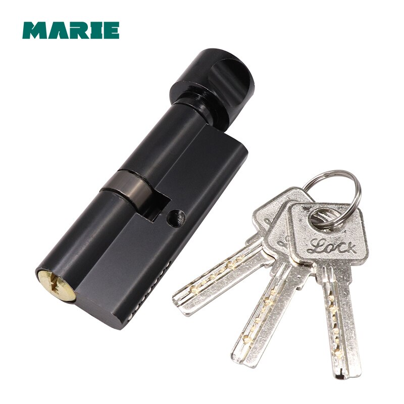 Marie Door Handle Lock Set For Interior Doors Modern Split Lock Cylinder With Keys Bedroom Bathroom Mute Door Handles Universal: Black Cylinder