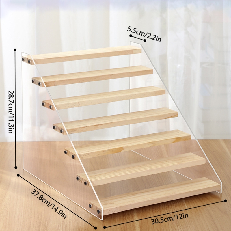 Acrylic&amp;Wood Display Stand Rack Display Shelf for Figures Display Stand for Makeup Perfume Organizer Nail Polish Display