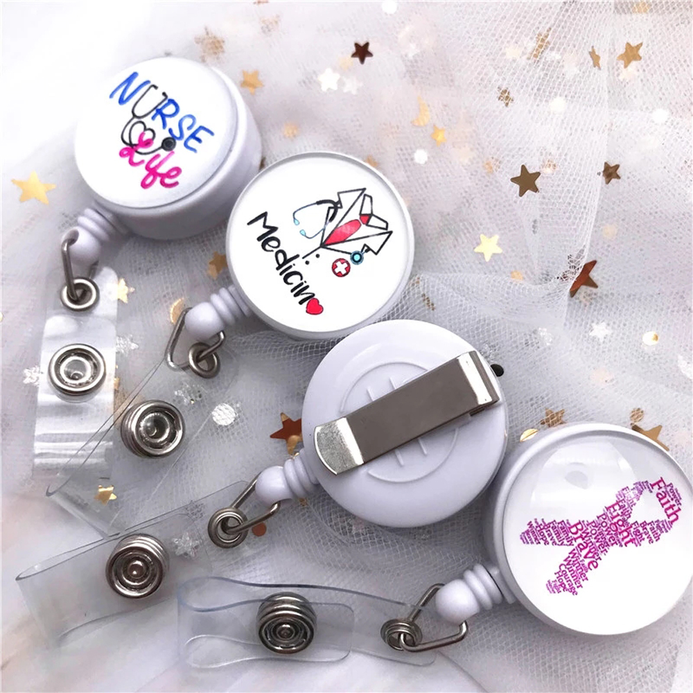 Hospital Cute Cartoon Reel Clip ID Card Retractable Badge Reel Nurse Doctor Badge Holder Name Card Holder