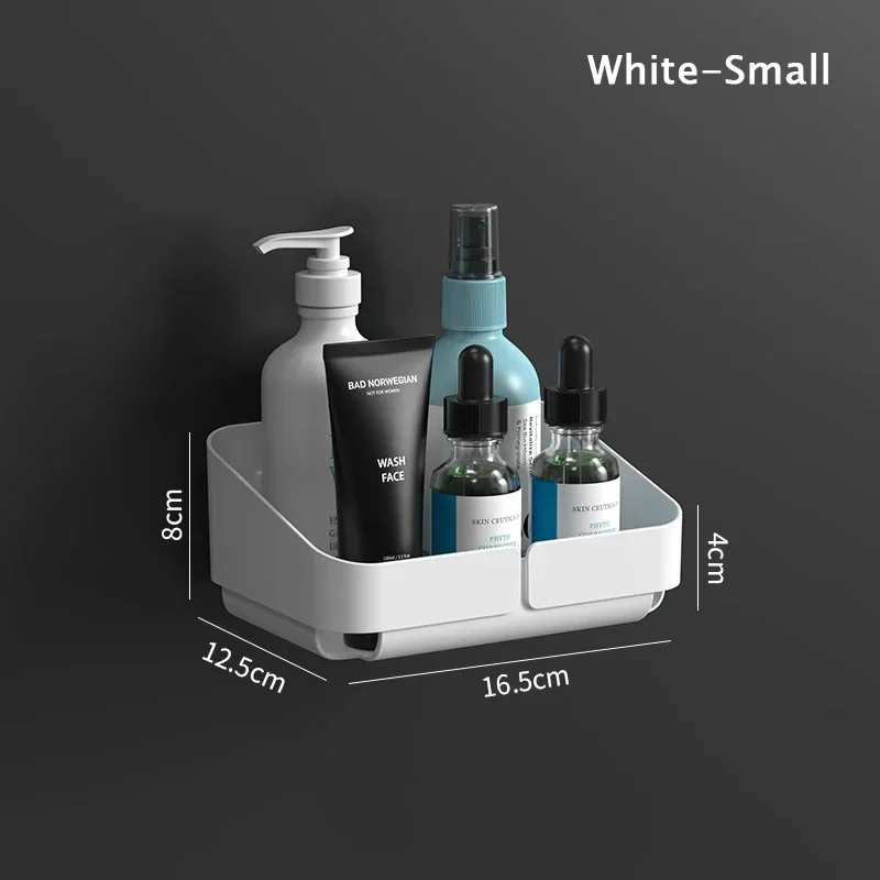 Self Adhesive Bathroom Shelves Wall Mounted Storage Rack Box Toilet Washstand Punch Free Shampoo Holder Bathroom Accessories: Light Grey