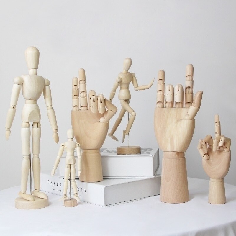 Wooden Hand Drawing Sketch Mannequin Model Wooden Mannequin Hand Movable Limbs Human Artist Model Office Desktop Ornaments