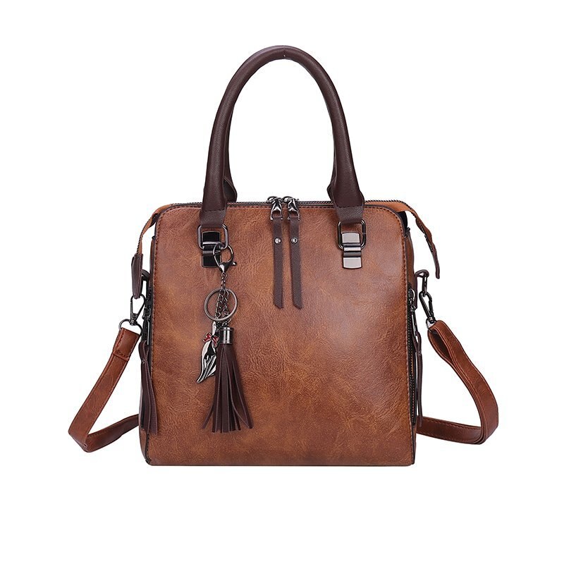 Offre Spéciale Vintage EN CUIR PU Sacs À Bandoulière Pour femmes nouveaux Sacs À Bandoulière Gland Sac à Main Femme Boston Sac PRINCIPAL: Brown