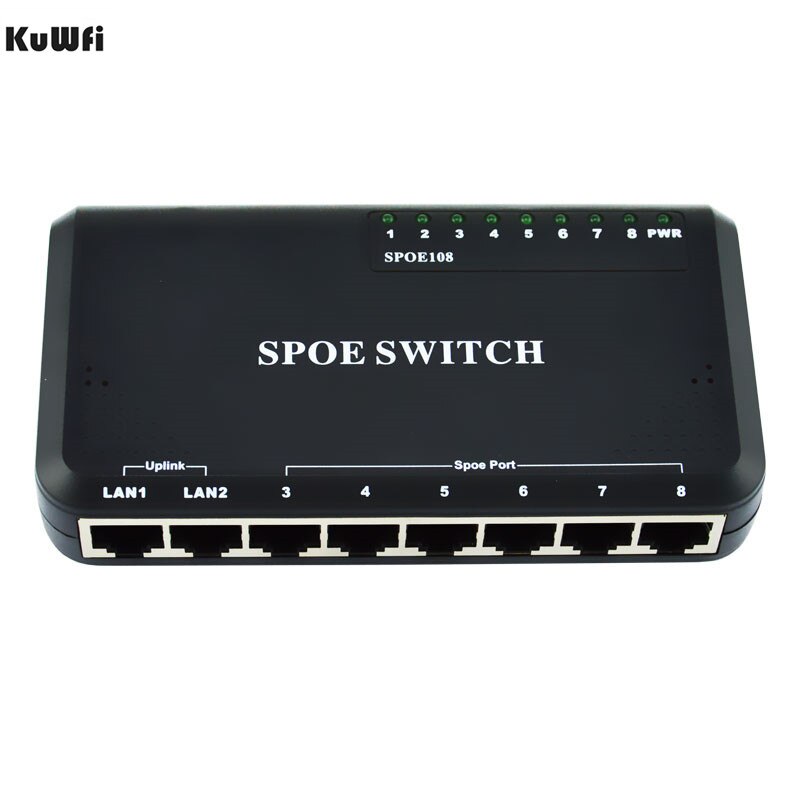 KuWFi 90W 8 Port PoE Switch 10/100Mbps POE Switch Power Ethernet Voor IP Camera Netwerk Switch telefoon Apparaten Wirelss AP Instelling