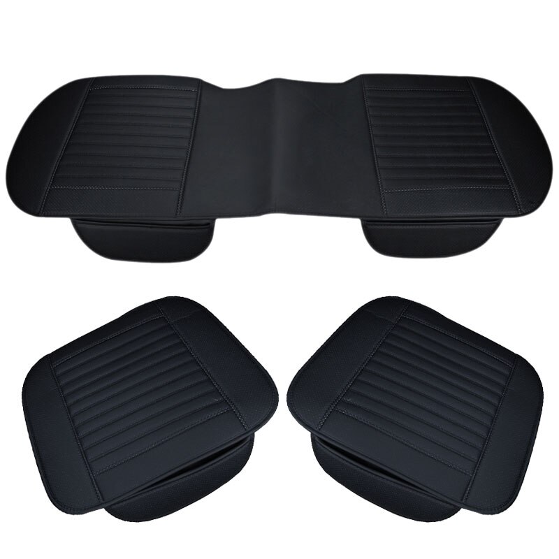 Universal Auto Car Seat Covers Protector Pad Mat Breathable PU Leather Car Front Rear Back Seat Cover Auto Seat Cushion 4 Colors: 1 Set Black