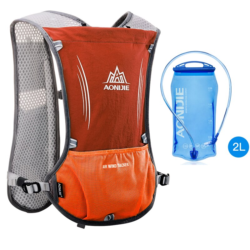AONIJIE E913S 5L Hydration Backpack Rucksack Bag Vest Harness Water Bladder Hiking Camping Running Marathon Race Sports Orange: E913S-Set C