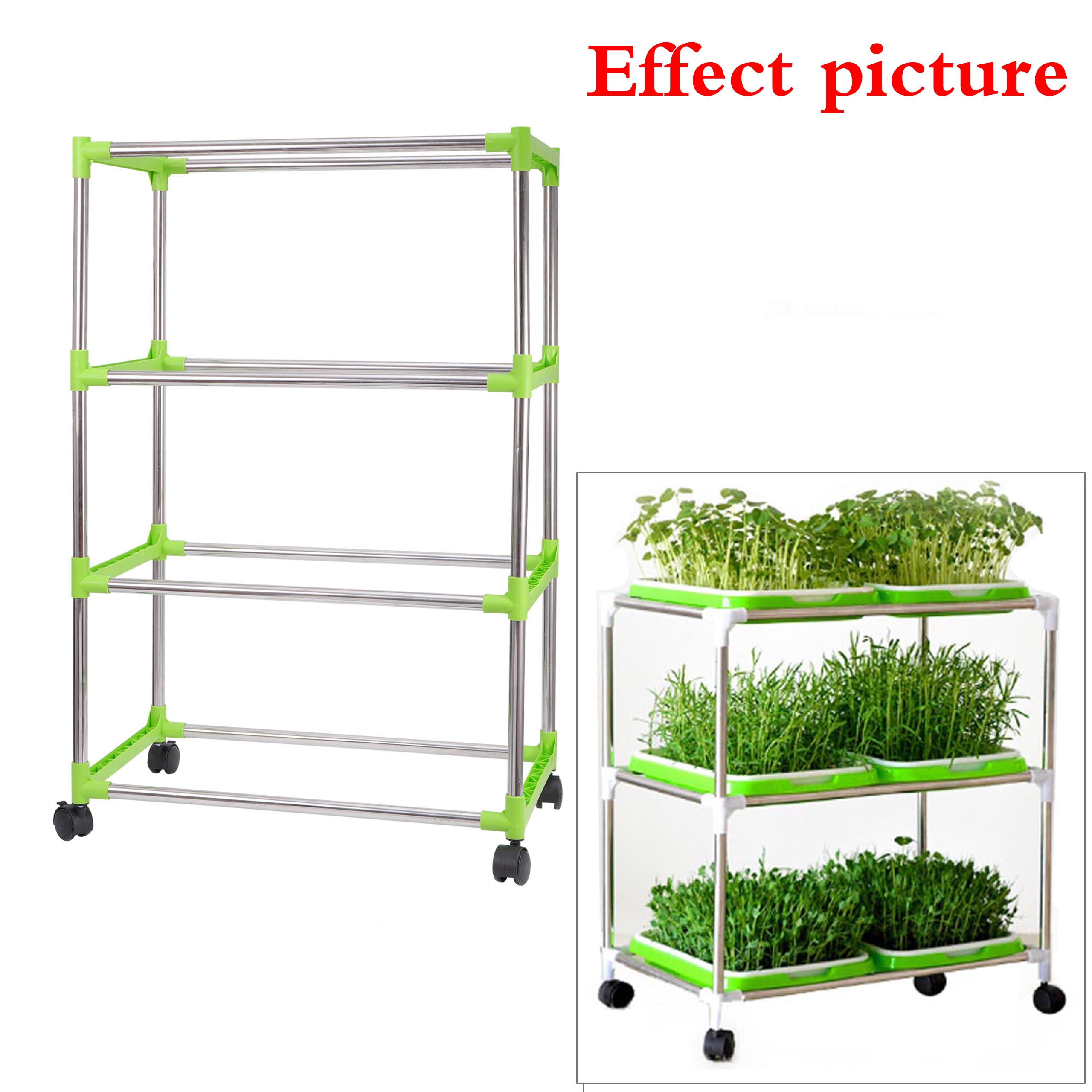 Hydrocultuur Groente Lade Montage Frame Roestvrij Stalen Buis Tauge Kwekerij Lade Plank Universele Wiel Diy Planten Rack