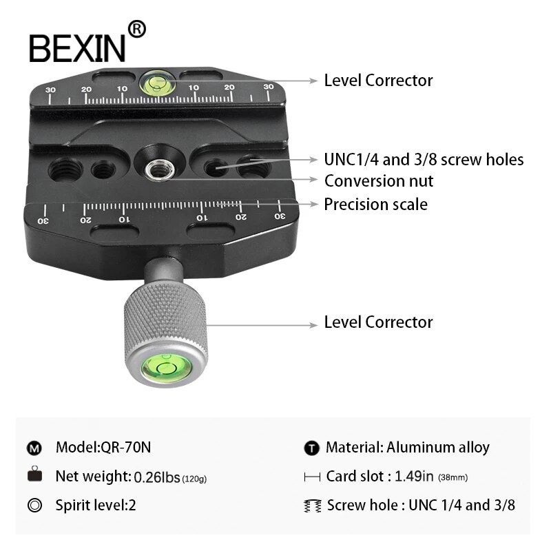 BEXIN QR Series Tripod Ball Head Adapter Aluminum Alloy Quick Release Splint Clamp for Arca Swiss Dslr Camera Ball Head