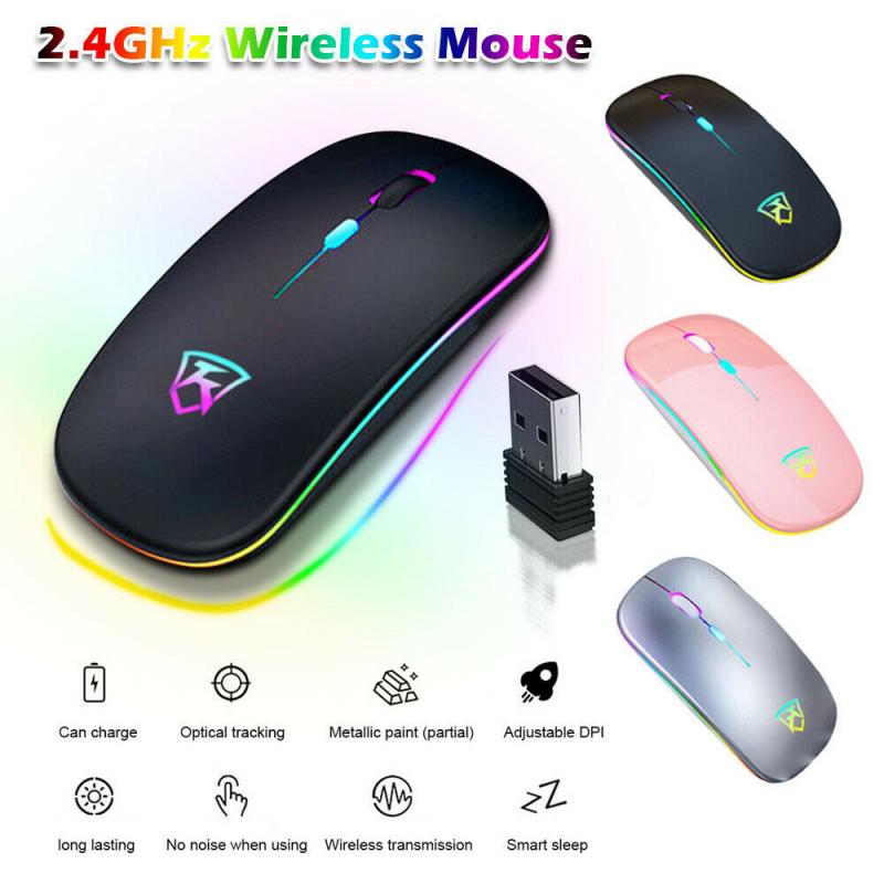 Ultra Slim 2.4GHz Optical Mouse 1600dpi USB Rechargeable Wireless For PC Laptop Mouse Mice Keyboards Computer Peripherals