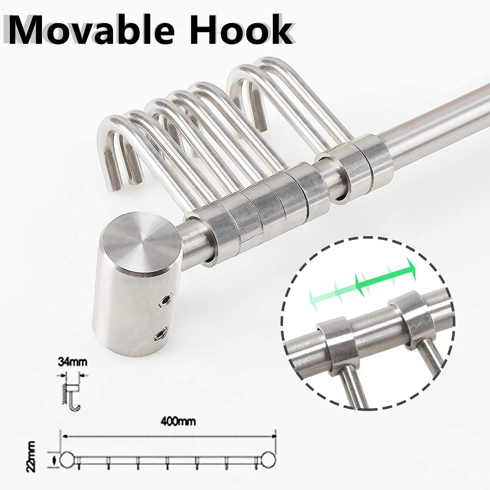 Removable Stainless Steel Rack kitchen Tools kitchen ladle rack with 7 hook furniture wall rail hanging hook Kitchen Accessories