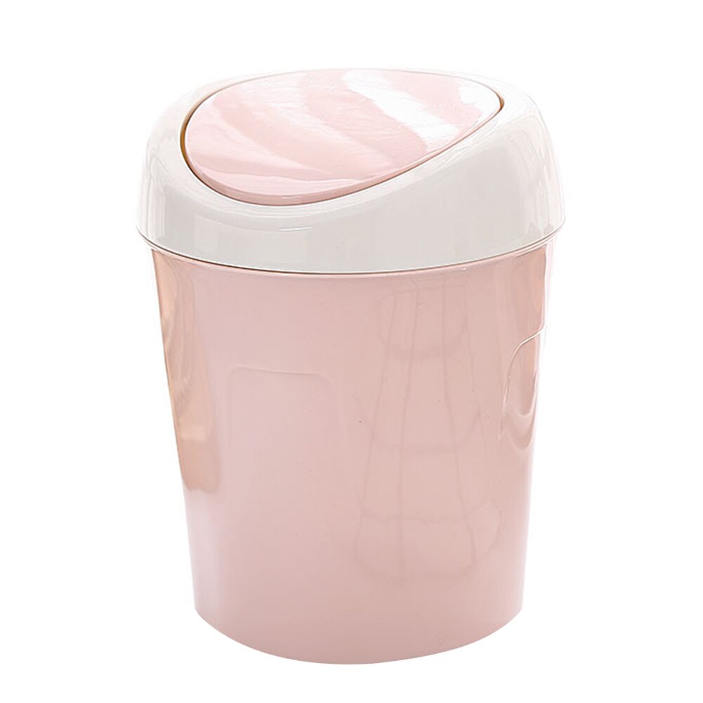 Durable Mini Trash Can Plastic Flip Lid Table Bedside Waste Bins Garbage Dust Bin Desktop Storage Holder Home Storage Organizer: Pink