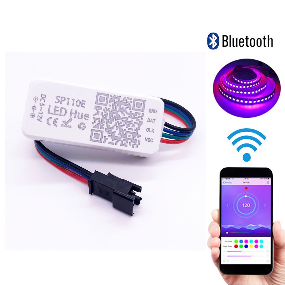 SP110E Bluetooth Led Pixel Strip Controller WS2811 WS2812B Dimmer SK6812 RGB RGBW APA102 WS2801 pixels Led Strip IOS Android