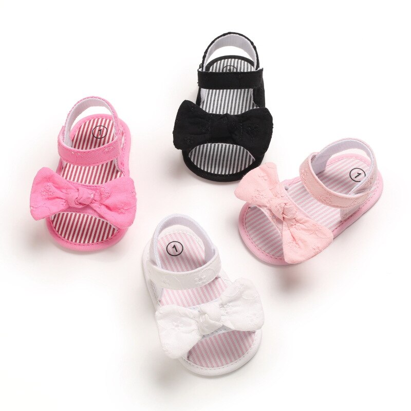 Kid Baby Sandalen Meisjes Zomer Effen Streep Boog Knoop Platte Met 0-18 Monthes Kinderen Leuke Mooie Strik Prinses schoenen