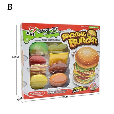 Flerfarvet hamburger donut balance legetøj nyhed stabling burger pædagogisk skrivebord spil sjov stak mad børn legetøj: Lysegrøn